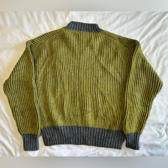 Chiaramente Striped Green and Gray Wool Blend Made in Italy Sweater - Picture 5 of 5